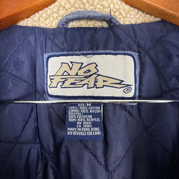 Vintage 90s NO FEAR Wide-Wale Corduroy Jacket, Faux Sherpa Collar, Made in Hong - Picture 9 of 14